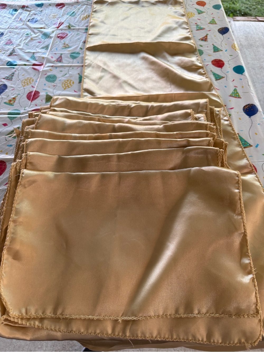 10 Gold Satin Runner set.  12x105